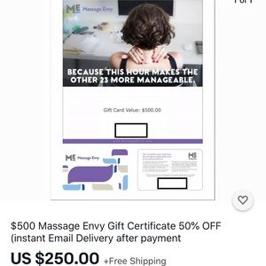 Massage Envy Gift Cards $500/$250/$100 50%off